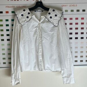 Zara Embroidered Top Sz M